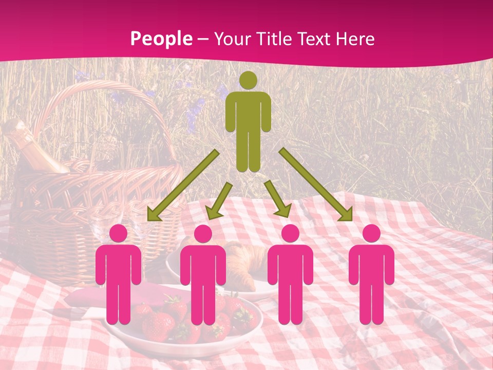 A Picnic With A Basket Of Strawberries And A Plate Of Strawberries On A PowerPoint Template