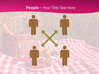 A Picnic With A Basket Of Strawberries And A Plate Of Strawberries On A PowerPoint Template