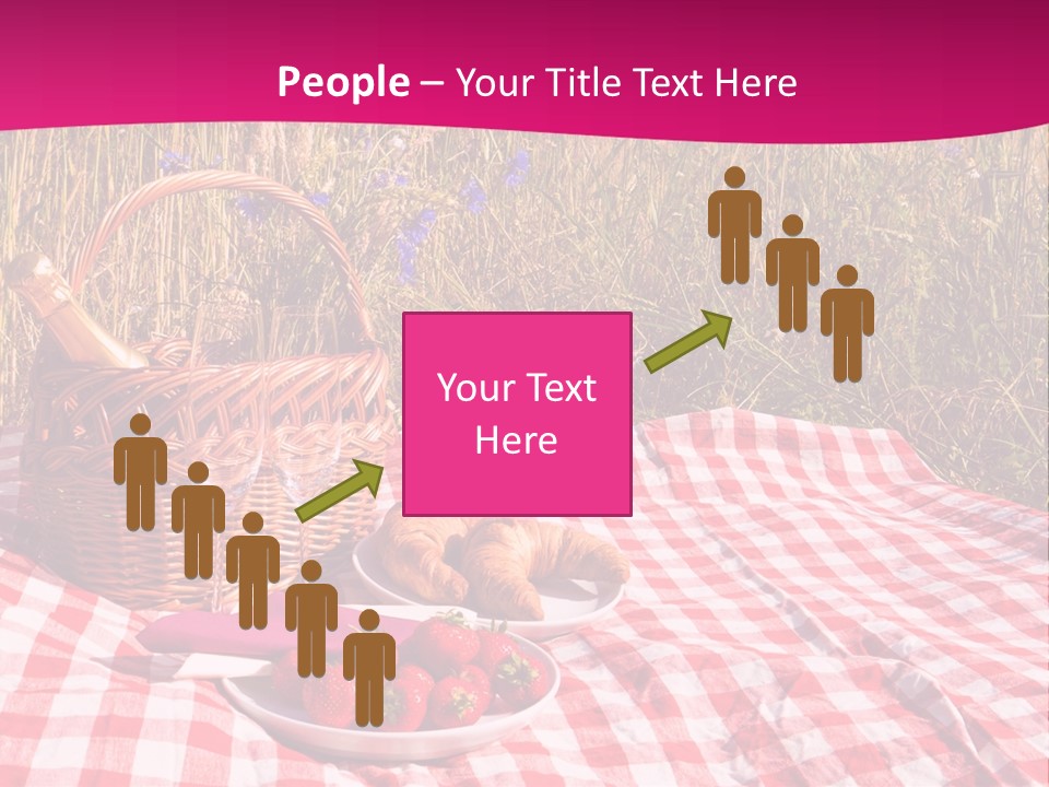 A Picnic With A Basket Of Strawberries And A Plate Of Strawberries On A PowerPoint Template