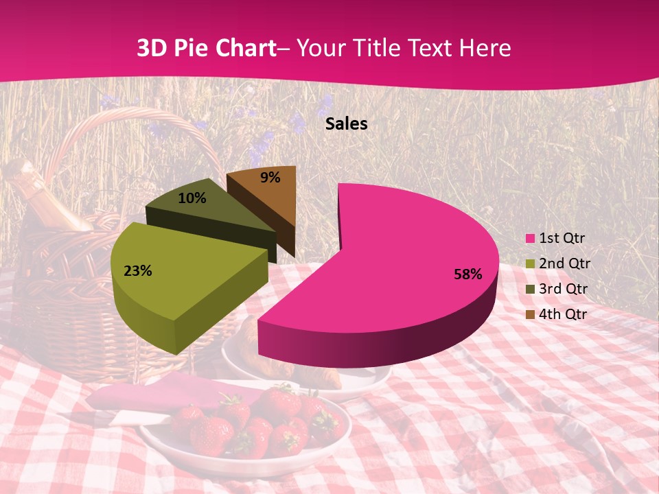 A Picnic With A Basket Of Strawberries And A Plate Of Strawberries On A PowerPoint Template