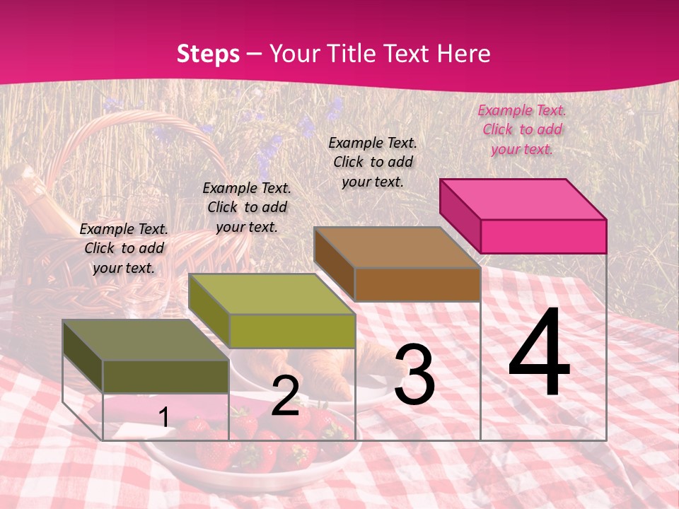 A Picnic With A Basket Of Strawberries And A Plate Of Strawberries On A PowerPoint Template