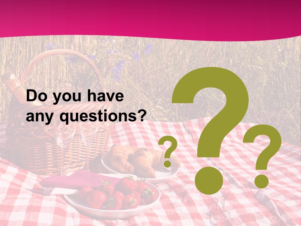 A Picnic With A Basket Of Strawberries And A Plate Of Strawberries On A PowerPoint Template