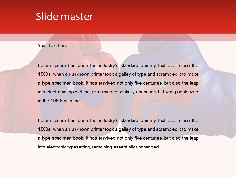 Two Boxing Gloves With The American Flag In The Background PowerPoint Template