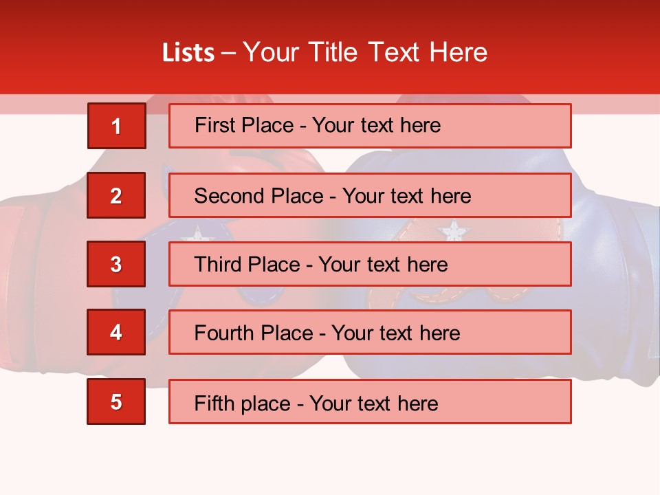Two Boxing Gloves With The American Flag In The Background PowerPoint Template