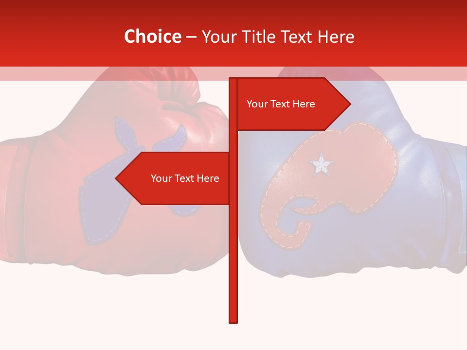Two Boxing Gloves With The American Flag In The Background PowerPoint Template