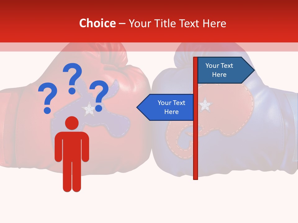 Two Boxing Gloves With The American Flag In The Background PowerPoint Template