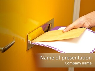A Person Putting A Piece Of Paper In A Mailbox PowerPoint Template