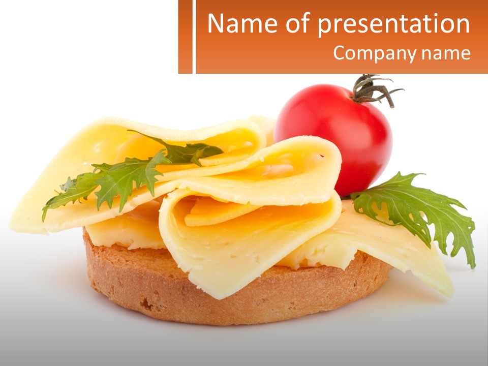 A Piece Of Bread With Cheese And Tomato On It PowerPoint Template