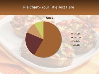 A White Plate Topped With Bread Covered In Toppings PowerPoint Template