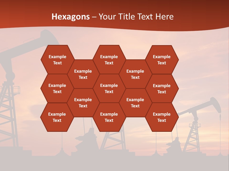 A Group Of Oil Pumps With A Sunset In The Background PowerPoint Template