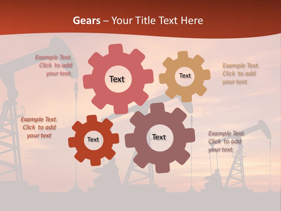A Group Of Oil Pumps With A Sunset In The Background PowerPoint Template