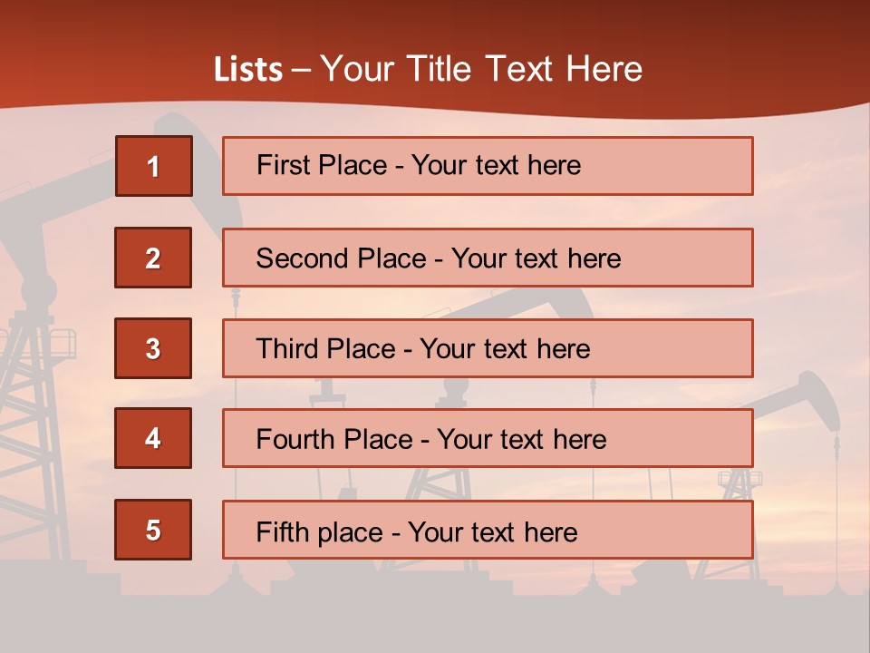 A Group Of Oil Pumps With A Sunset In The Background PowerPoint Template