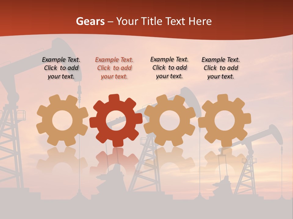 A Group Of Oil Pumps With A Sunset In The Background PowerPoint Template