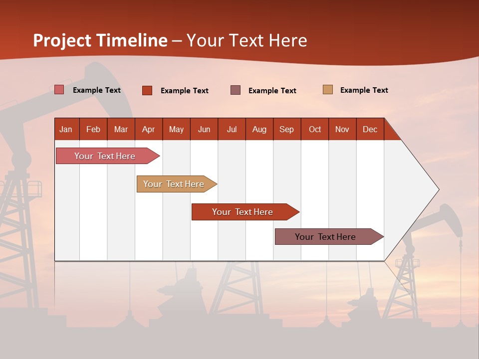 A Group Of Oil Pumps With A Sunset In The Background PowerPoint Template