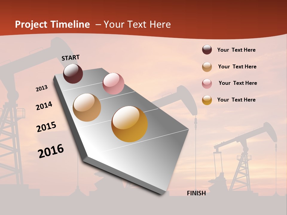 A Group Of Oil Pumps With A Sunset In The Background PowerPoint Template