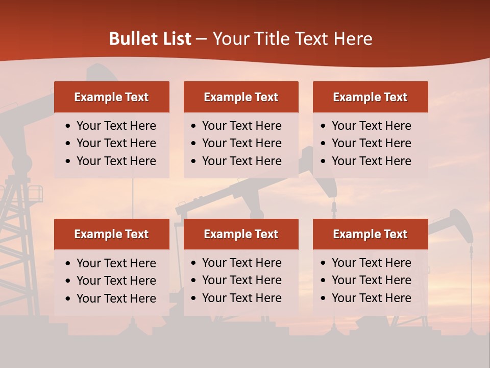 A Group Of Oil Pumps With A Sunset In The Background PowerPoint Template