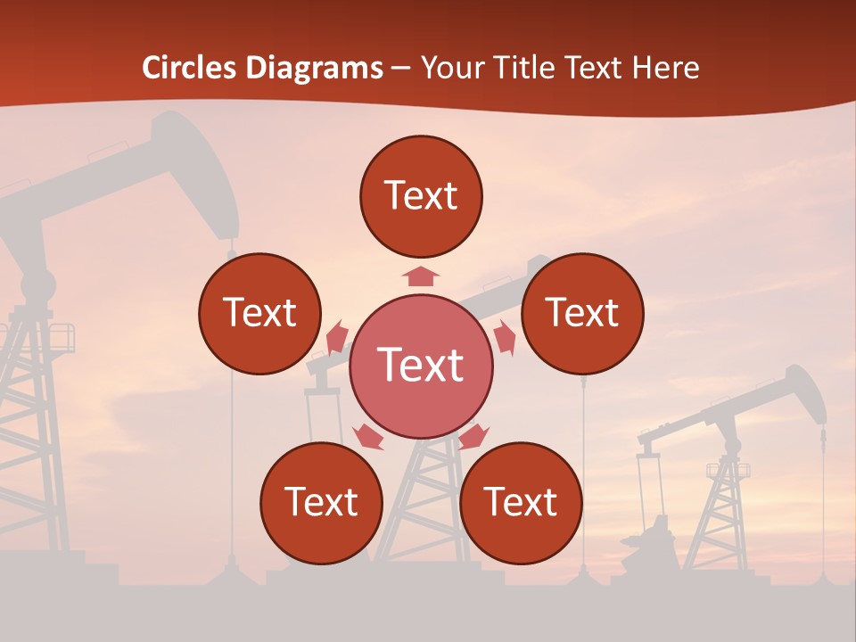 A Group Of Oil Pumps With A Sunset In The Background PowerPoint Template