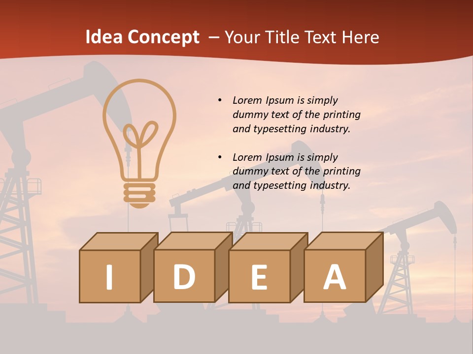 A Group Of Oil Pumps With A Sunset In The Background PowerPoint Template