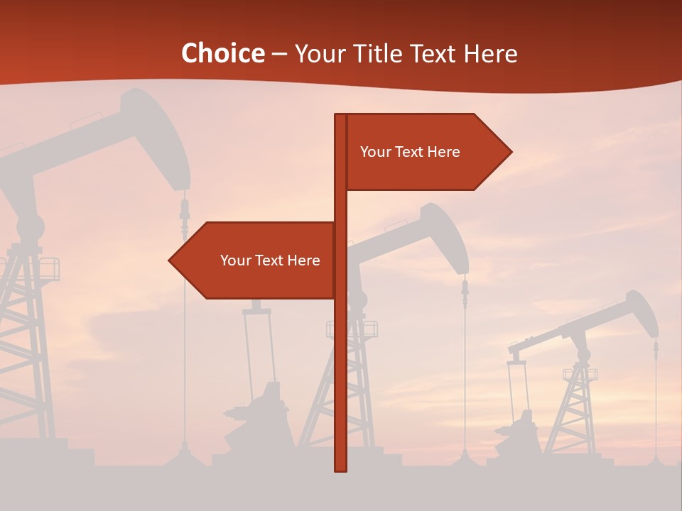 A Group Of Oil Pumps With A Sunset In The Background PowerPoint Template