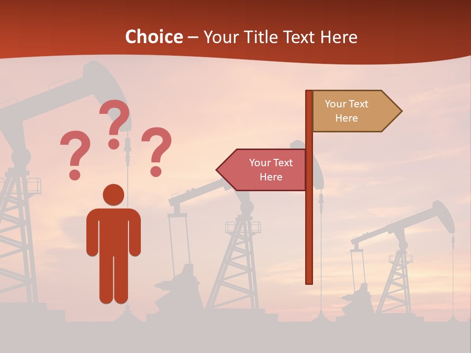 A Group Of Oil Pumps With A Sunset In The Background PowerPoint Template