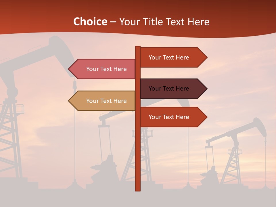 A Group Of Oil Pumps With A Sunset In The Background PowerPoint Template