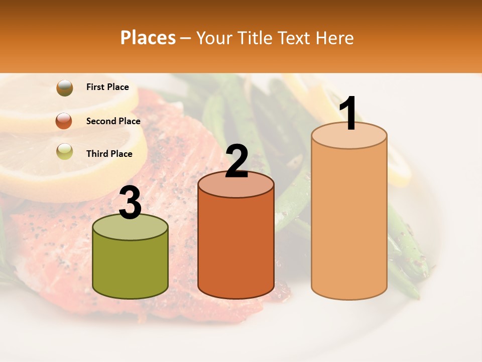 A Plate Of Salmon, Green Beans And Lemon Slices PowerPoint Template
