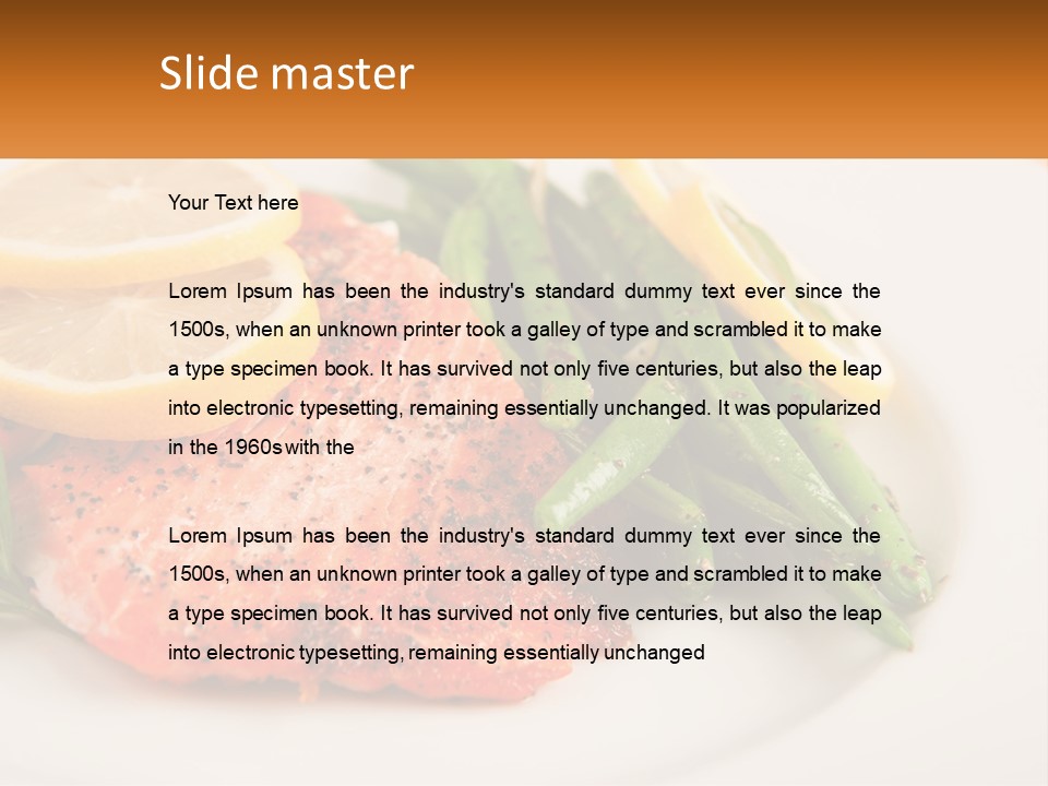 A Plate Of Salmon, Green Beans And Lemon Slices PowerPoint Template