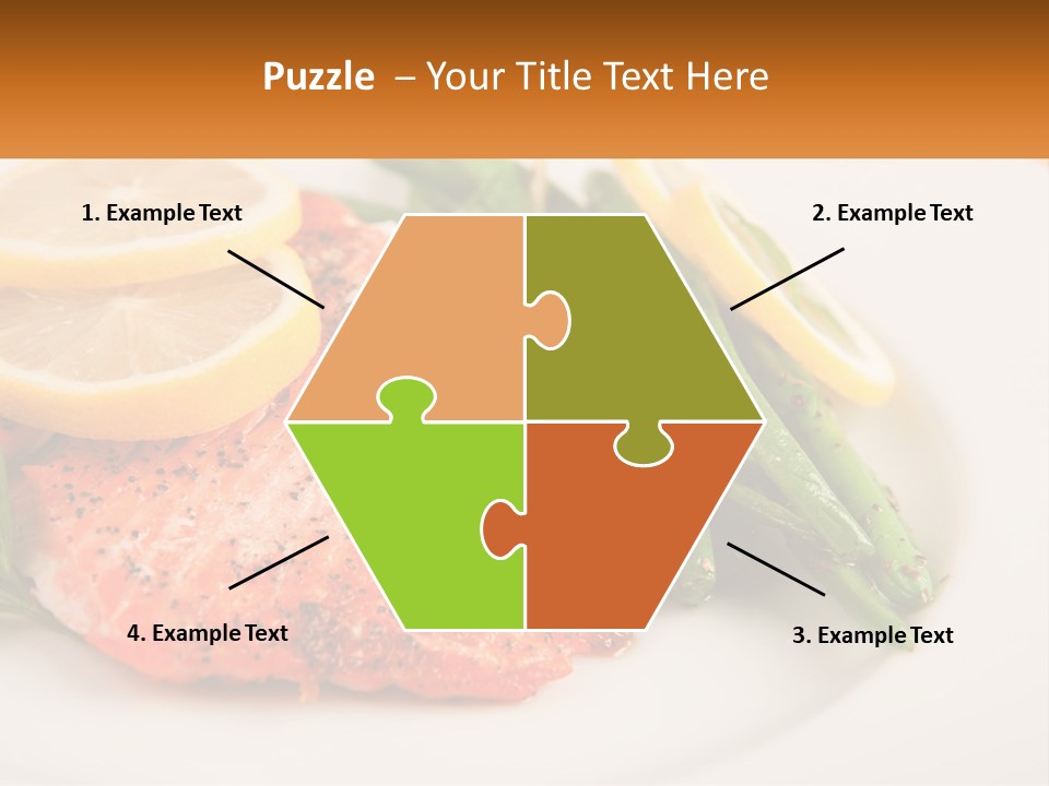 A Plate Of Salmon, Green Beans And Lemon Slices PowerPoint Template