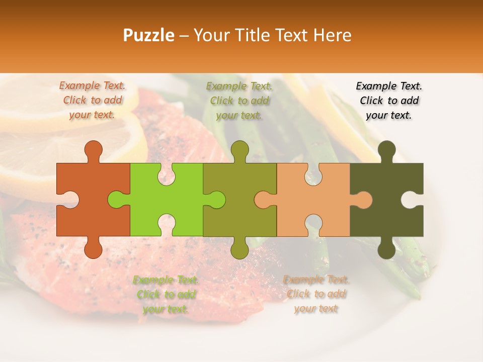 A Plate Of Salmon, Green Beans And Lemon Slices PowerPoint Template
