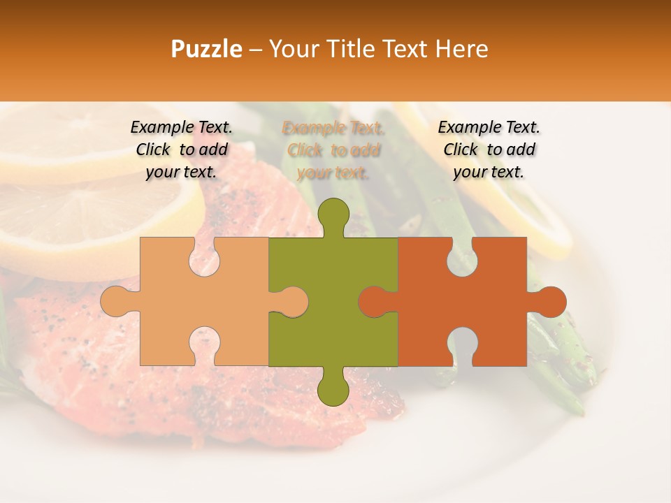 A Plate Of Salmon, Green Beans And Lemon Slices PowerPoint Template