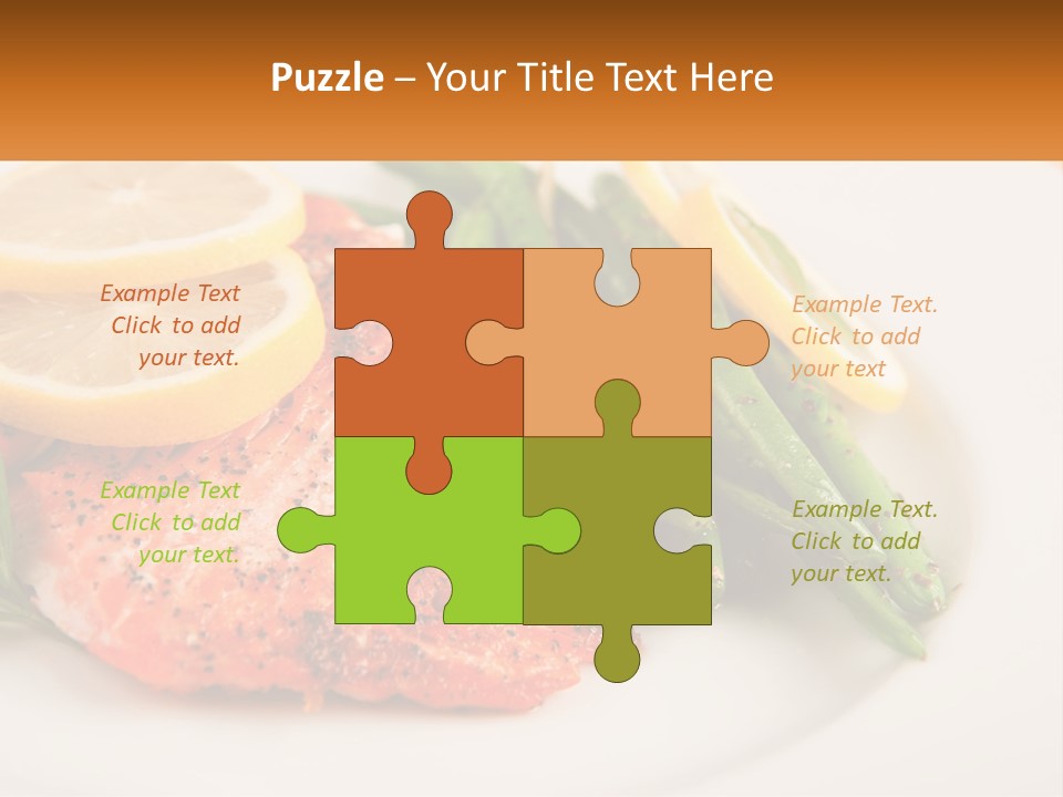 A Plate Of Salmon, Green Beans And Lemon Slices PowerPoint Template