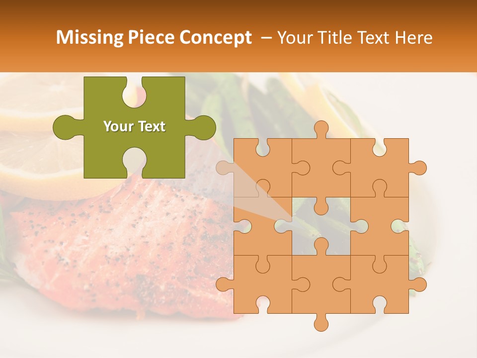 A Plate Of Salmon, Green Beans And Lemon Slices PowerPoint Template