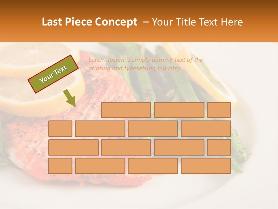 A Plate Of Salmon, Green Beans And Lemon Slices PowerPoint Template