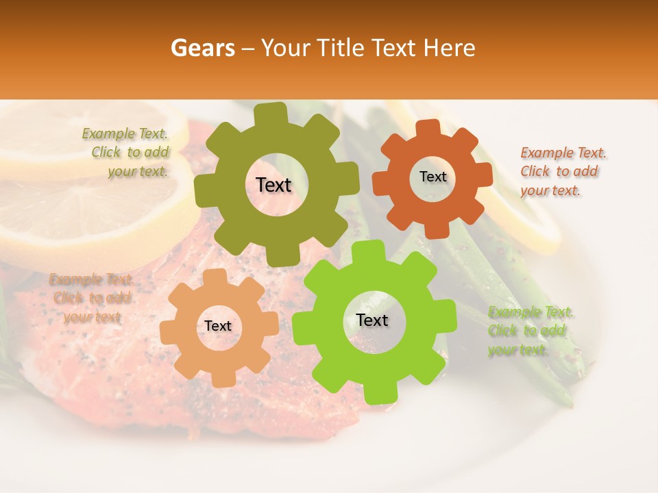 A Plate Of Salmon, Green Beans And Lemon Slices PowerPoint Template
