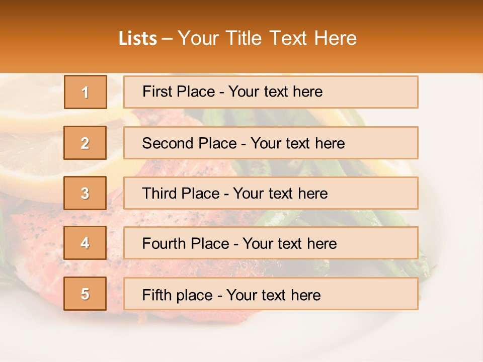 A Plate Of Salmon, Green Beans And Lemon Slices PowerPoint Template