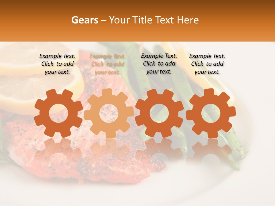 A Plate Of Salmon, Green Beans And Lemon Slices PowerPoint Template