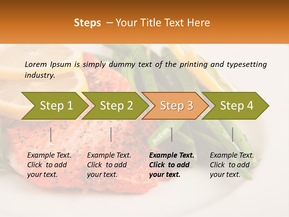 A Plate Of Salmon, Green Beans And Lemon Slices PowerPoint Template