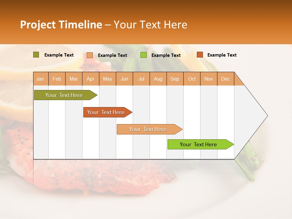 A Plate Of Salmon, Green Beans And Lemon Slices PowerPoint Template