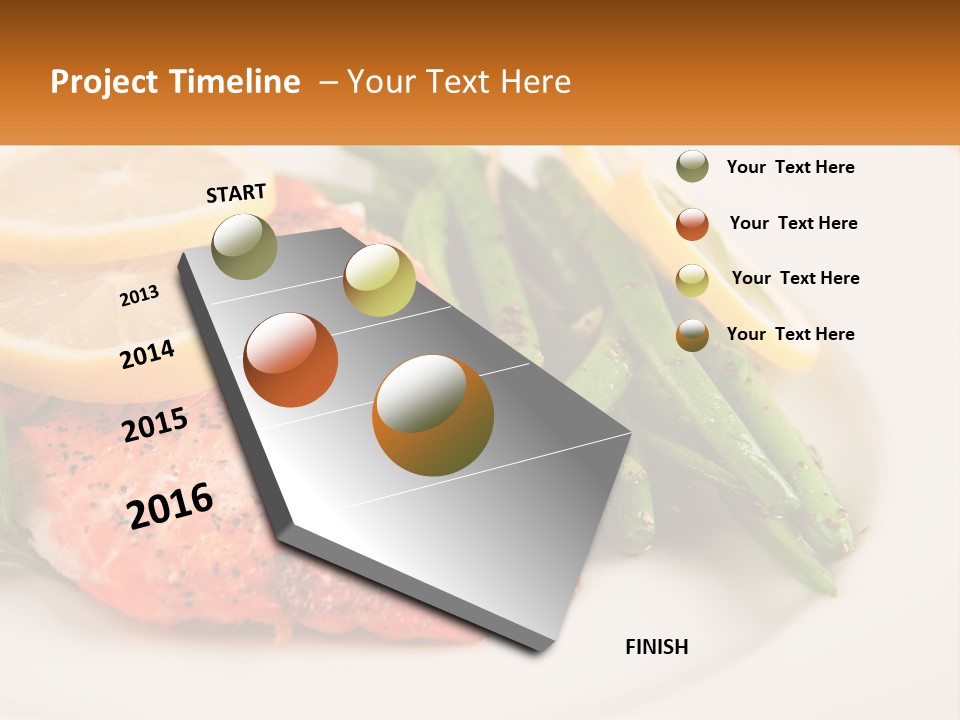 A Plate Of Salmon, Green Beans And Lemon Slices PowerPoint Template