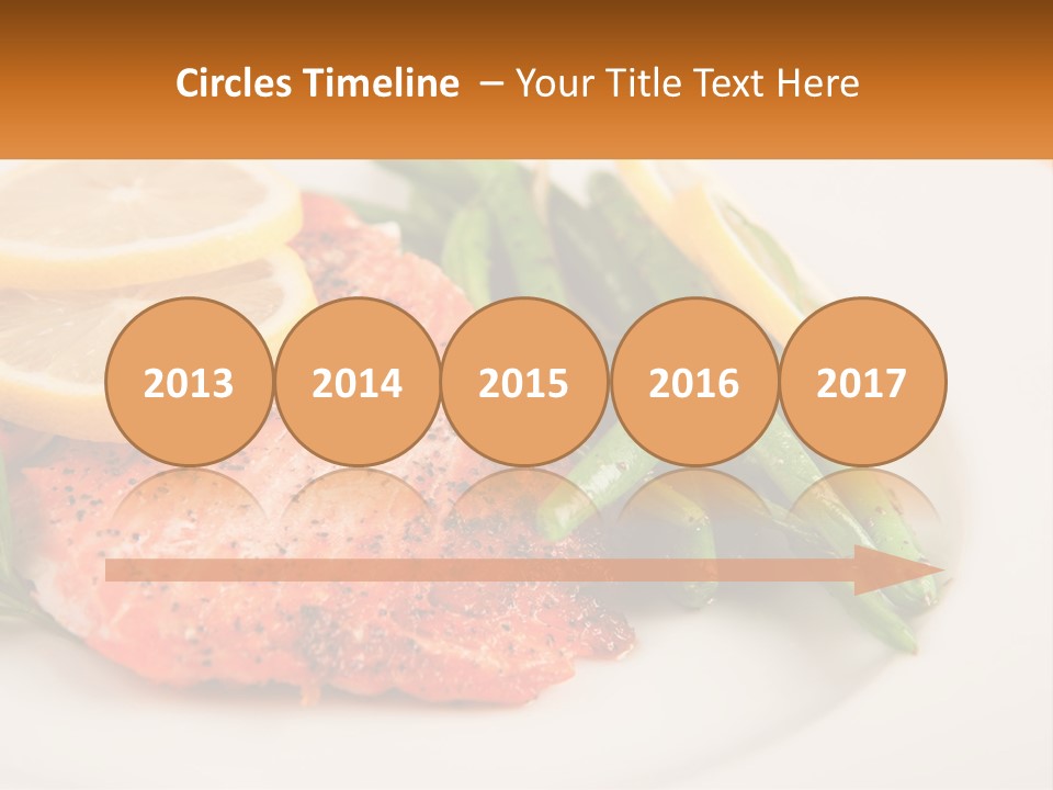 A Plate Of Salmon, Green Beans And Lemon Slices PowerPoint Template