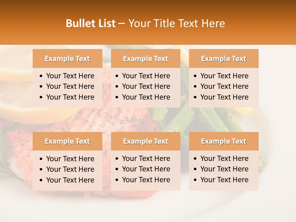 A Plate Of Salmon, Green Beans And Lemon Slices PowerPoint Template