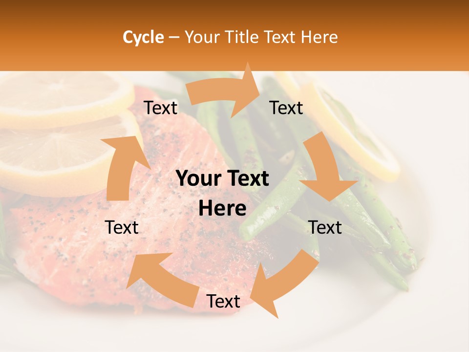 A Plate Of Salmon, Green Beans And Lemon Slices PowerPoint Template
