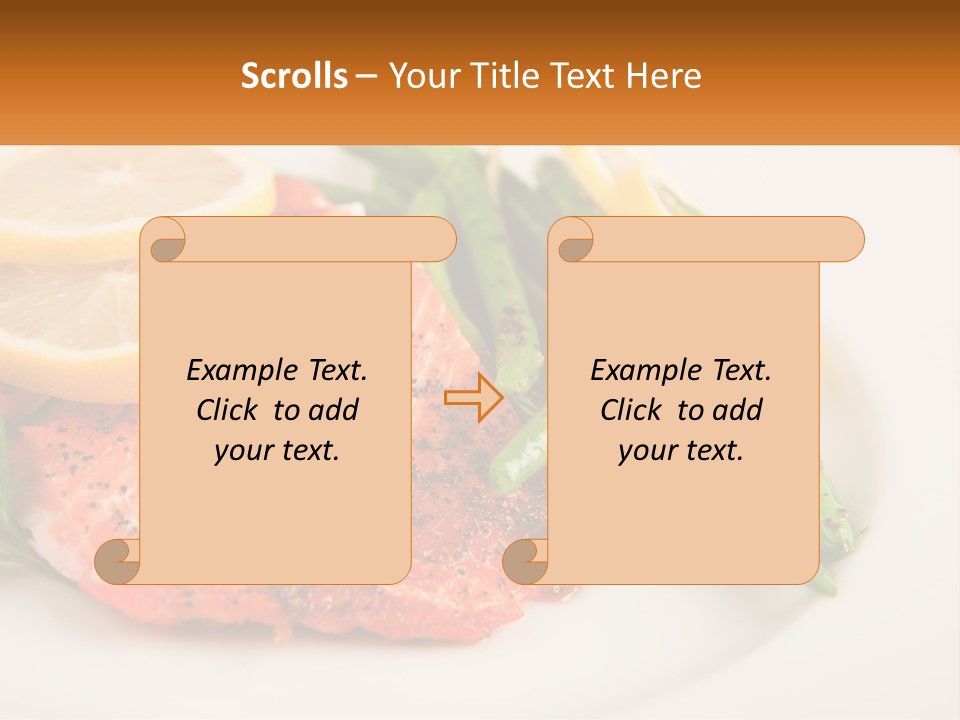 A Plate Of Salmon, Green Beans And Lemon Slices PowerPoint Template