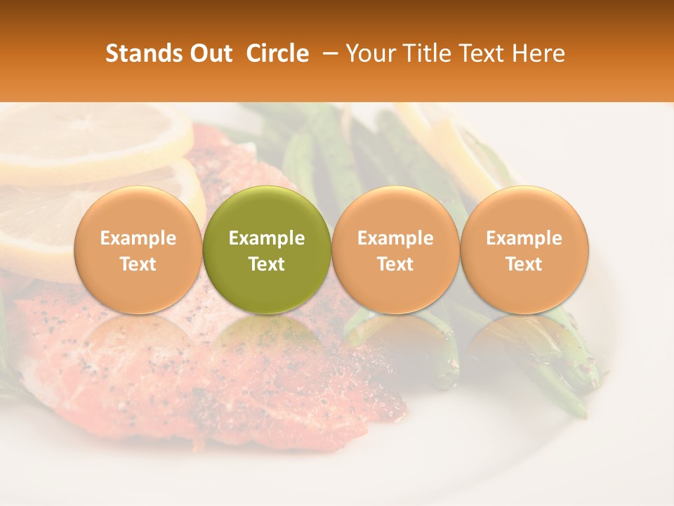 A Plate Of Salmon, Green Beans And Lemon Slices PowerPoint Template