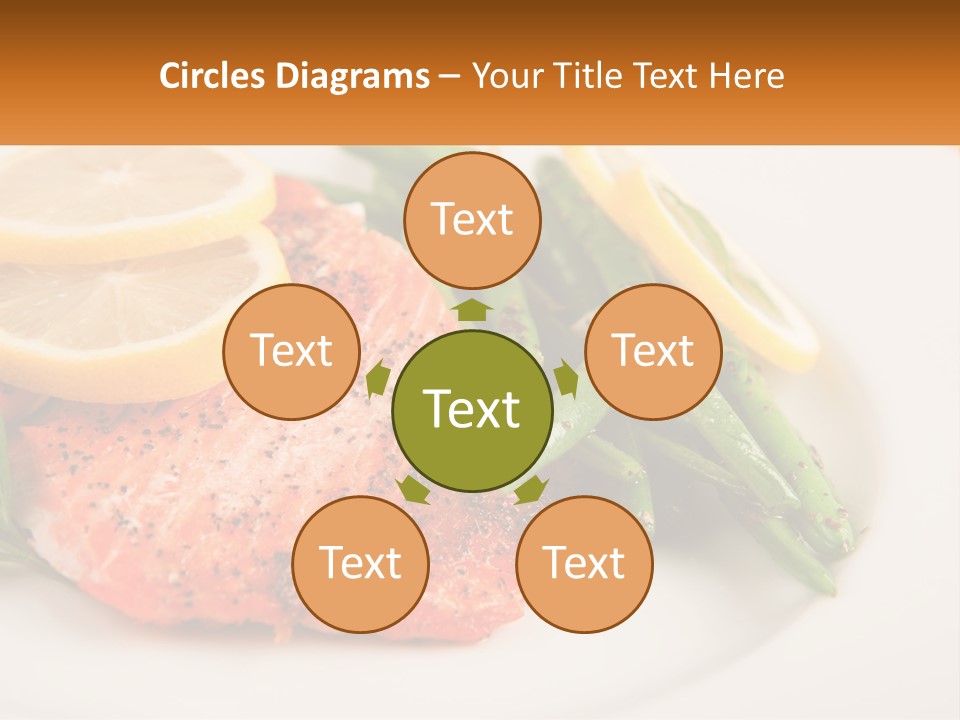 A Plate Of Salmon, Green Beans And Lemon Slices PowerPoint Template