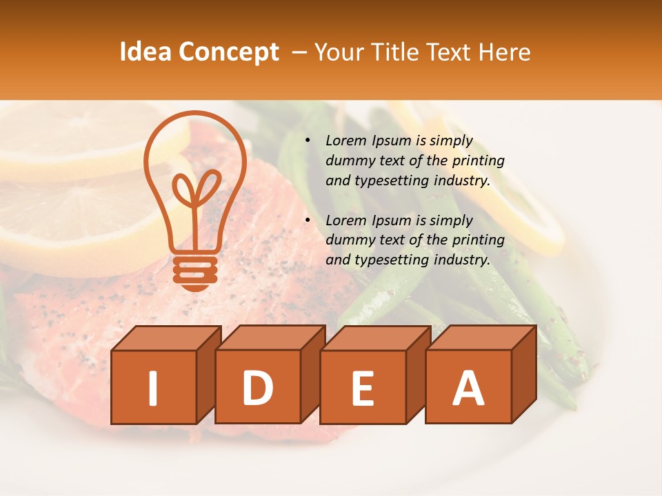 A Plate Of Salmon, Green Beans And Lemon Slices PowerPoint Template