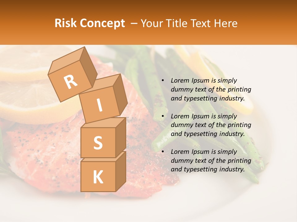 A Plate Of Salmon, Green Beans And Lemon Slices PowerPoint Template