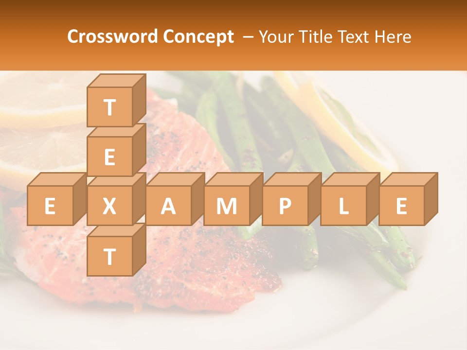 A Plate Of Salmon, Green Beans And Lemon Slices PowerPoint Template