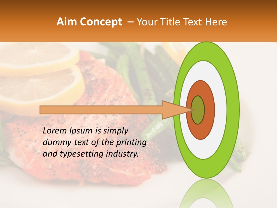 A Plate Of Salmon, Green Beans And Lemon Slices PowerPoint Template