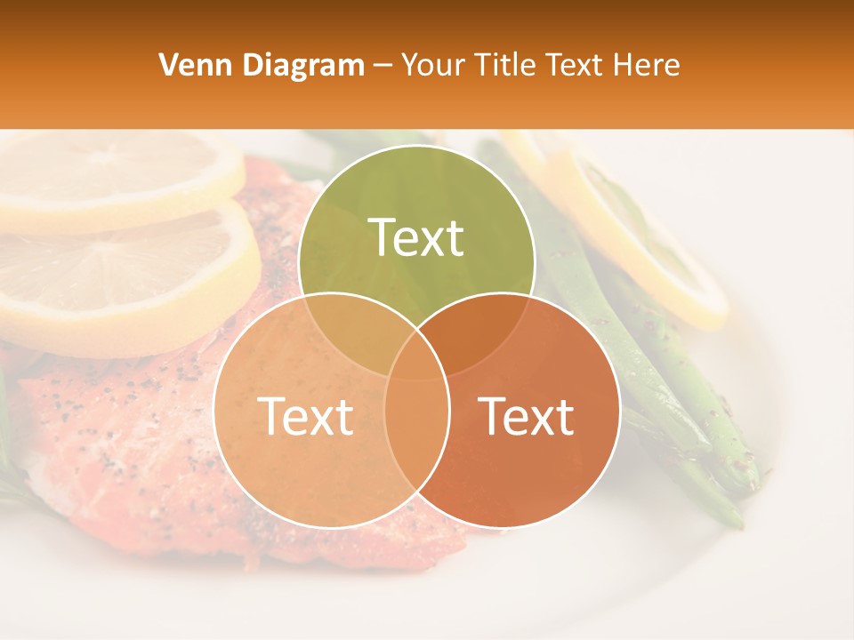 A Plate Of Salmon, Green Beans And Lemon Slices PowerPoint Template
